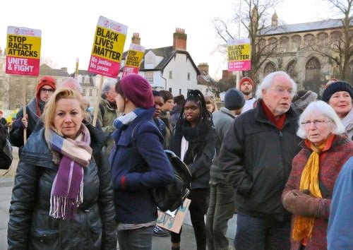 Black Lives Matter at Norwich anti Trump protest outside City Hall