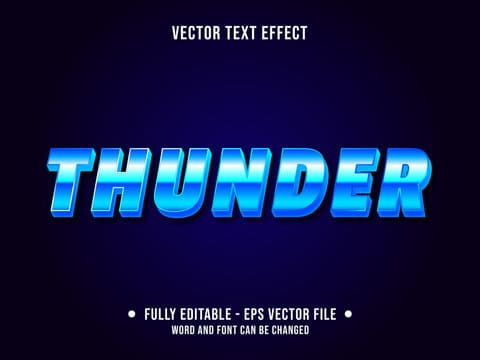 Editable text effect - thunder neon blue and light blue color gradient modern style