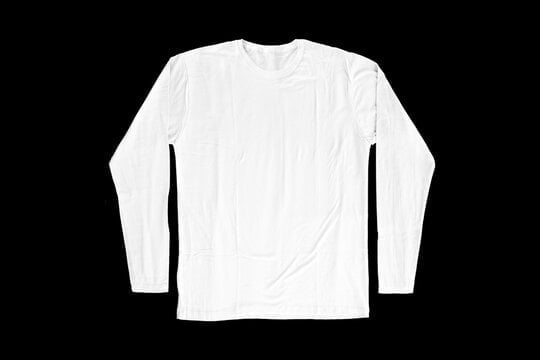 long-sleeved white t-shirts for mockups. plain t-shirt with black background for design preview.