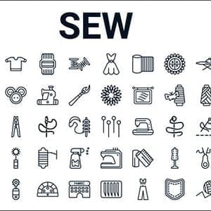 outline set of sew line icons. linear vector icons such as wool ball,button,pinking shears,clothespi
